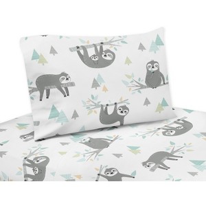 Sweet Jojo Designs Boy, Girl, Unisex/Gender Neutral Kids Twin Sheet Set Sloth Blue Grey and White 3 pc - 1 of 4