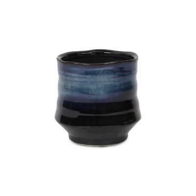 Cheung's Perlacea Curved Round Tapering Ceramic Pot- Small - Blue