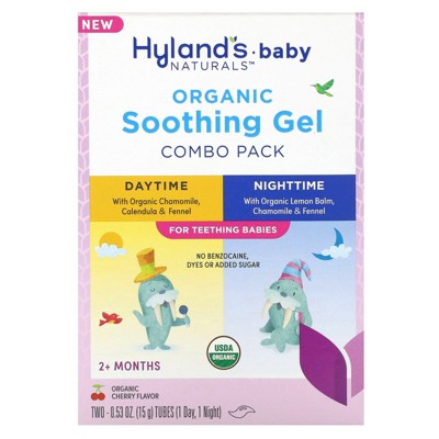 Hyland's Naturals Baby, Organic Soothing Gel Combo Pack, Daytime/Nighttime, 2+ Months, Organic Cherry, 2 Tubes, 0.53 oz (15 g) Each