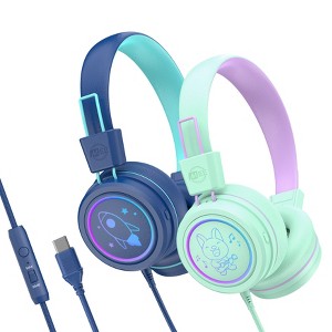 MEE audio KidJamz KJ55U (2 Pack) Safe Listening USB-C Headphones for Kids with LED Lights - 1 of 4
