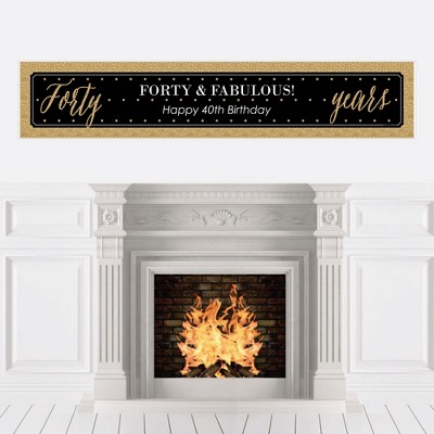 Big Dot of Happiness Chic 40th Birthday - Black and Gold - Happy Birthday Decorations Party Banner