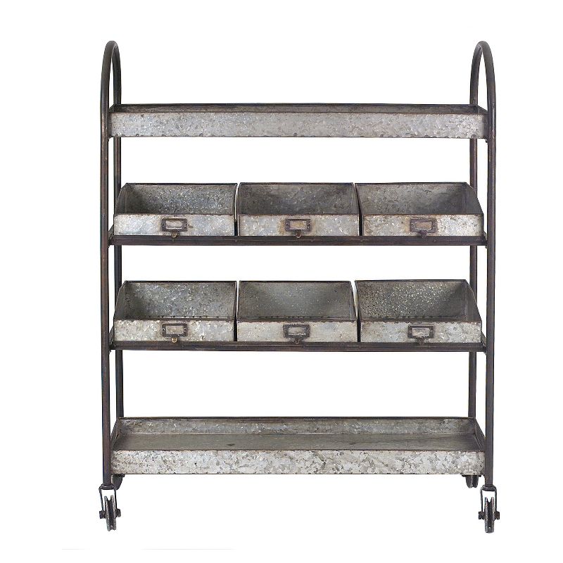 Metal 4-Tier Cart with 6 Bins On Casters - Storied Home, 1 of 6