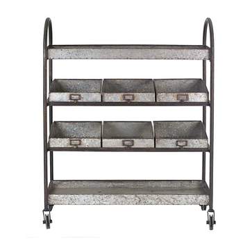 Metal 4-Tier Cart with 6 Bins On Casters - Storied Home