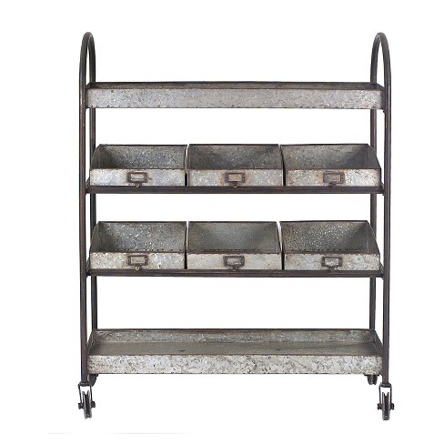 Metal 4-Tier Cart with 6 Bins On Casters - image 1 of 3