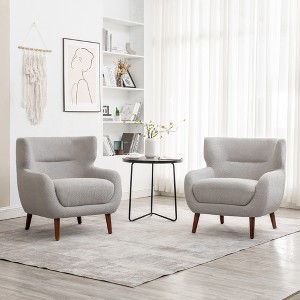 DYHOME Tufted Accent Chair, Wingback Upholstered Armchair for Living Room, Bedroom, Set of 2 - 1 of 4