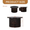 Round Coffee Table for Living Room in Natural, Farmhouse Coffee Table with a Drawer, Center Table with Vertical Slat Base in 30.5" - Leovsnove - 3 of 4