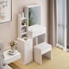 29.2" Small Space Left Bedside Cabinet Vanity Table + Cushioned Stool, Extra Large Right sliding mirror, Multi Layer High Capacity Storage - 4 of 4