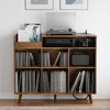MOEPISY Large Record Player Stand, Vinyl Storage Cabinet Mid Century Modern Turntable Stand Rustic Brown - 2 of 4