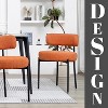 DYHOME Orange Boucle Dining Chairs Set of 2, Mid Century Modern Kitchen Chairs with Curved Backrest and Metal Legs - 3 of 4