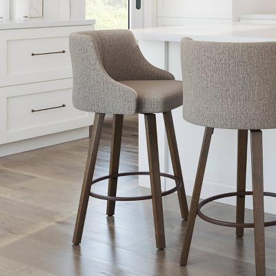 Ramon 24'' Elegant Brown Wood and Metal Swivel Counter Stool