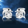 Dolphin Small Cubic Zirconia Stud Earrings for Women Girls Ginger Lyne Collection - 2 of 4