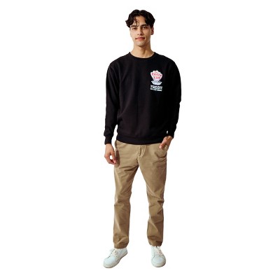 Spongebob Squarepants Fresh Off The Grill Men's Black Crew Neck Long Sleeve Pullover Sweatshirt