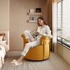 Contemporary Upholstered Swivel Accent Chair with Gold Metal Legs and Fluffy Fabric for Living Room or Office-Maison Boucle - 2 of 4