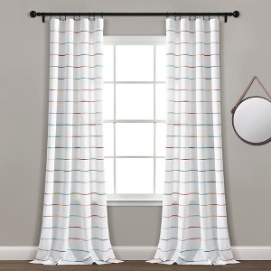 Home Boutique Ombre Stripe Yarn Dyed Cotton Window Curtain Panels Rainbow 40X84 Set - 1 of 1