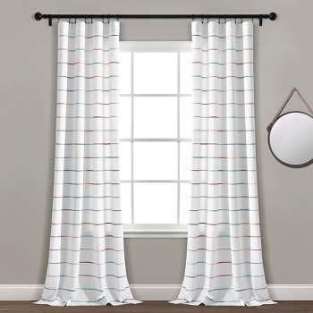 Home Boutique Ombre Stripe Yarn Dyed Cotton Window Curtain Panels Rainbow 40X95 Set