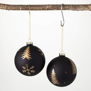 4"H Sullivans Night Sky Ball Ornament - Set of 2  Black Christmas Ornaments - 1 of 2