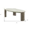 HomeRoots 47" Beige and Oak Distressed Cement Oval Coffee Table - 3 of 4