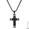 Steeltime 24" Men's two tone black ip and stainless steel cross pendant with simulated diamonds accents - 3 of 4