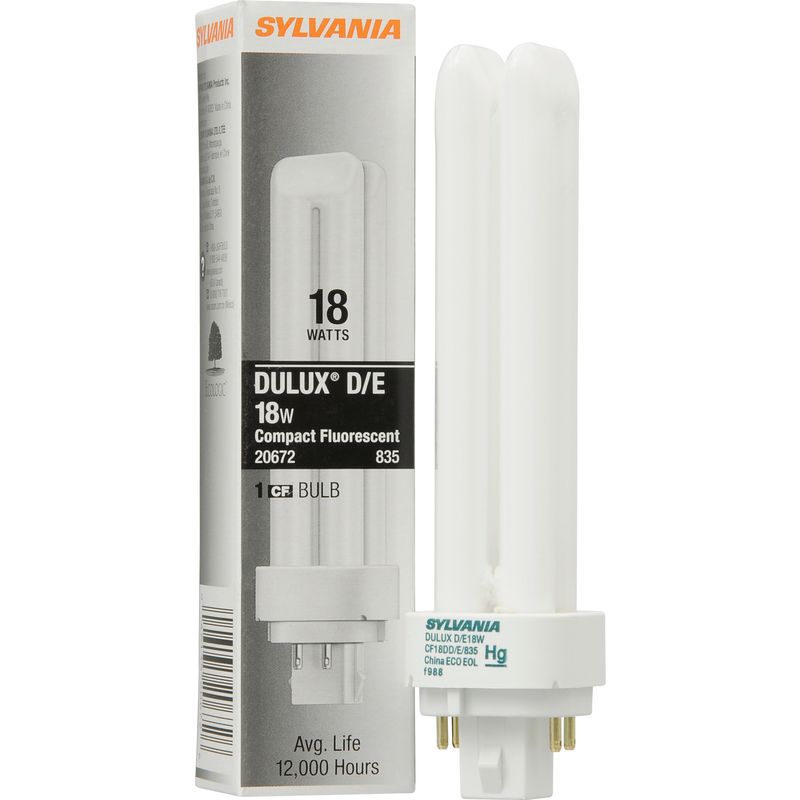 Sylvania Dulux D/E 18 W T4 1.38 in. D X 1.38 in. L CFL Bulb Natural White Tubular 3500 K 1 pk, 1 of 2
