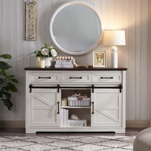 Farmhouse Buffet Cabinet,w/3 Drawer&Adjustable Shelves 52" Sideboard Cabinet,Coffee Bar for Dinning Room,Kitchen,Hallway,and Living Room - 1 of 4