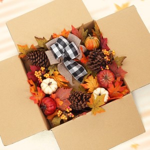 22" Thanksgiving Fall Wreath – Pumpkins & Maple Leaves Details, Decor for Front Door, Home Wall, Porch (Indoor/Outdoor) - 1 of 4
