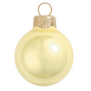 Northlight Pearl Glass Christmas Ball Ornaments - 3.25" (80mm) - Soft Yellow - 8ct - 1 of 4