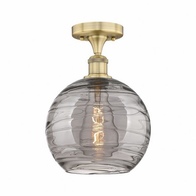 Athens Deco Swirl - 1 Light Semi-Flush Mount In Industrial Style-11.75 Inches Tall and 10 Inches Wide
