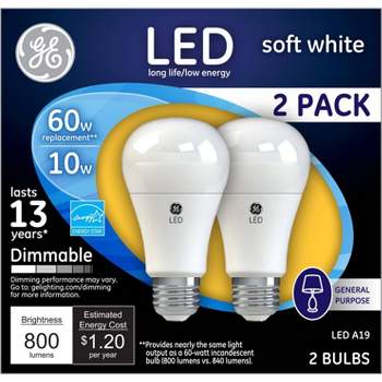 GE LED 60w 2pk Light Bulb White