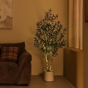 DR.Planzen 5/6FT LED Illuminated Olive Tree with Planter Lights, Twinkling Artificial Christmas Tree for Holiday Party Decor & Home Festive Displays - 1 of 4