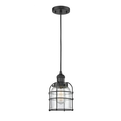 Bell Cage - 1 Light Cord Hung Mini Pendant In Traditional Style-9 Inches Tall and 6 Inches Wide