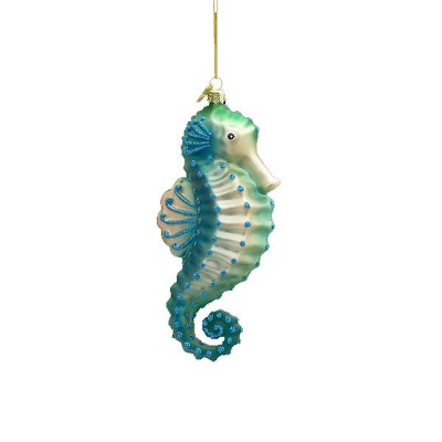 Kurt S. Adler 5.25" Noble Gems Blown Glass Tropical Teal Seahorse Christmas Ornament