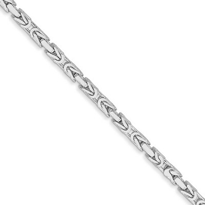 Black Bow Jewelry 2mm, 14k White Gold, Solid Byzantine Chain Necklace