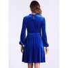 Allegra K Women's Velvet Smocked Waistline Long Sleeve Wedding Guest Dress - 3 of 4