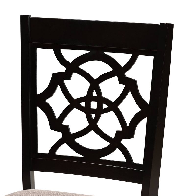 2pc RenaudFabric Upholstered Dining Chair Set Sand/Dark Brown - Baxton Studio: Solid Oak, Espresso Finish, Foam-Padded, 5 of 9