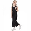Girls' Fashion Jumpsuit Crewneck Elastic Waist Long Pants Romper with Pockets - 2 of 4