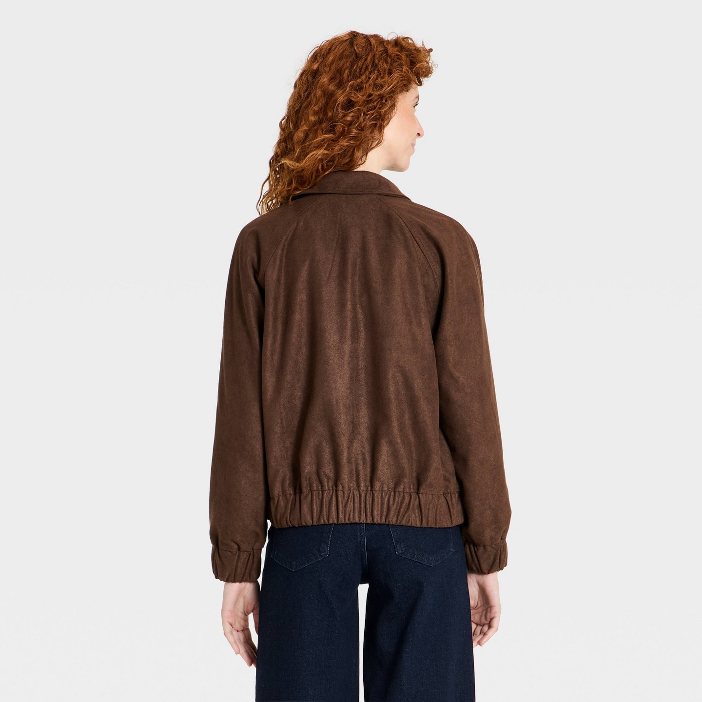 Женская куртка A New Day Long Sleeve Zip-Up Suede, цвет: Тёмный коричневый — фото 2