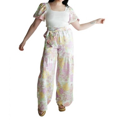 Women's Puff Sleeve Floral Contrast Top - current air