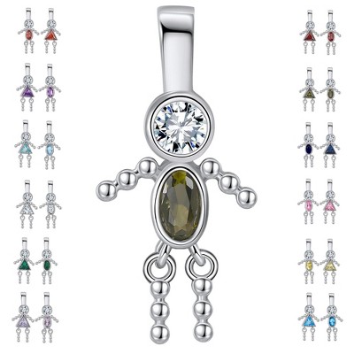 Baby Boy or Girl Birthstone Charm for Mom  Family Tree Grandma Necklace by Ginger Lyne CZ Sterling Silver