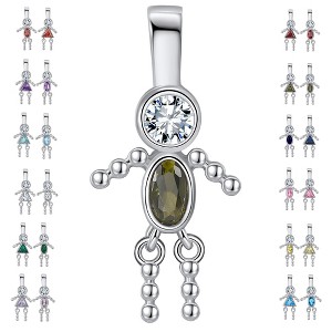 Baby Boy or Girl Birthstone Charm for Mom  Family Tree Grandma Necklace by Ginger Lyne CZ Sterling Silver - 1 of 4
