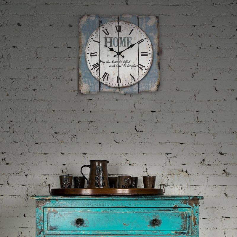 15.7&#34; x 15.7&#34; Decorative Farmhouse Wooden Wall Clock Blue/White - Stonebriar Collection, 6 of 8