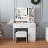 Okak Vanity Desk with LED Mirror and Power Outlet, Makeup Vanity with 3 Drawers and 7 Shelves, Vanity Set with Storage Stool for Bedroom - 2 of 4