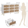 Rattan 9 Drawer Dresser for Bedroom, 59"W Wooden Chest of Drawers with Metal Handles, Dresser TV Stand, Clothes Storage Organizer for Bedroom, White - 3 of 4