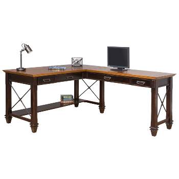 Hartford Open L Shaped Desk Brown - Martin Furniture