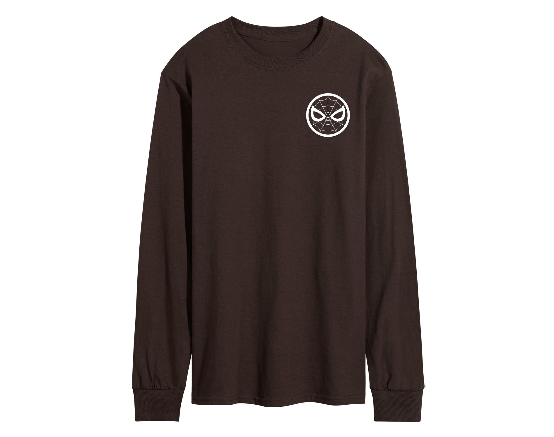 Men's Marvel Spiderman Deck The Walls Long Sleeve Graphic T-Shirt - Dark Brown - 3 X-Large