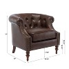 GDFStudio Caswell Button Tufted Faux Leather Barrel Accent Chair - 3 of 4