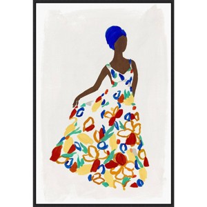 23" x 33" Floral Fashion I by Isabelle Z Framed Canvas Wall Art Print - Amanti Art: Modern Botanical Lithograph, Black Polystyrene Frame - 1 of 4