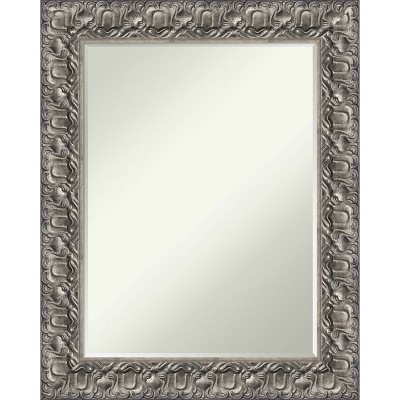 Amanti Art Silver Luxor Petite Bevel Wood Bathroom Wall Mirror 29.5 x 23.5 in.