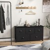 Tangkula 5 Drawers Dresser TV Stand Chest Clothes Storage Organizer with 5 Fabric Bins - 3 of 4