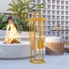 JANSNO 5 Piece Fireplace Tools Set Indoor Outdoor with Brush Broom, Poker, Shovel, Tongs and Stand for Chimney - 2 of 4