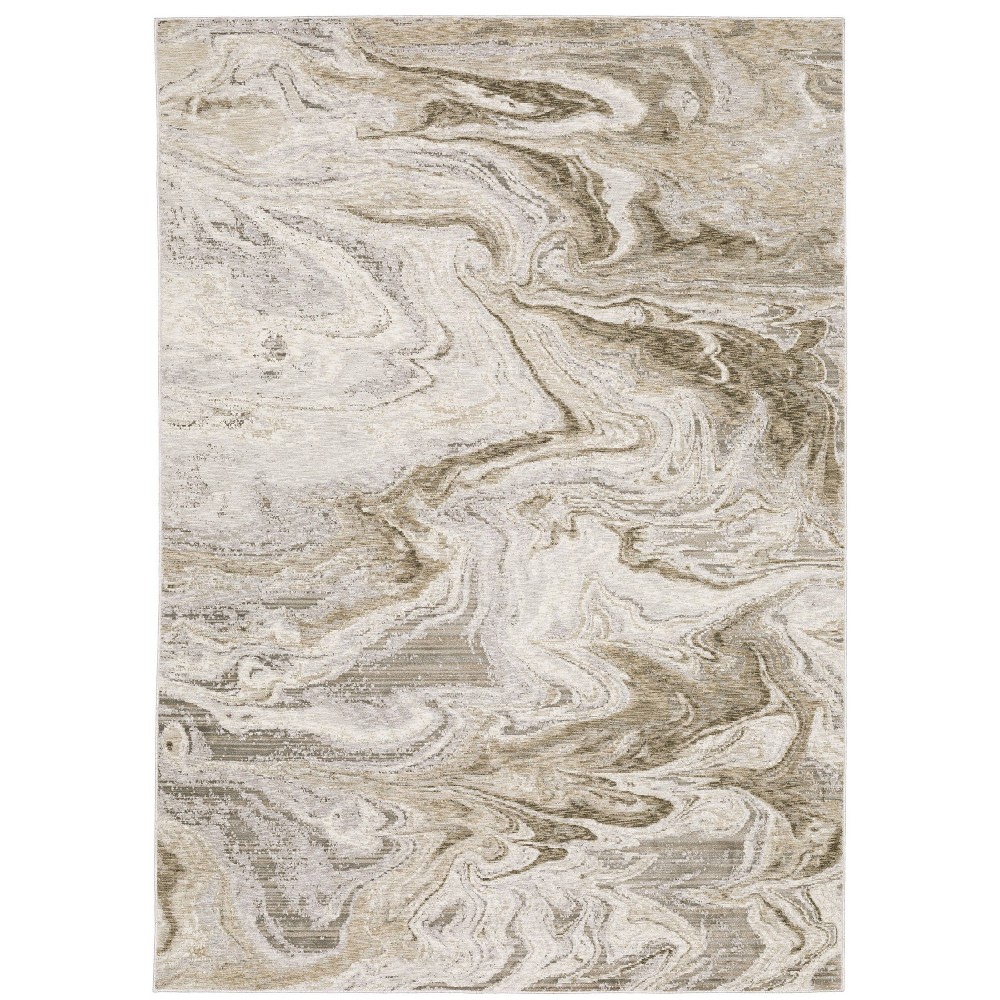 Photos - Area Rug 3'3"x5' Nirvan Marbled Abstract Indoor  Ivory/Tan - Captiv8e Desig